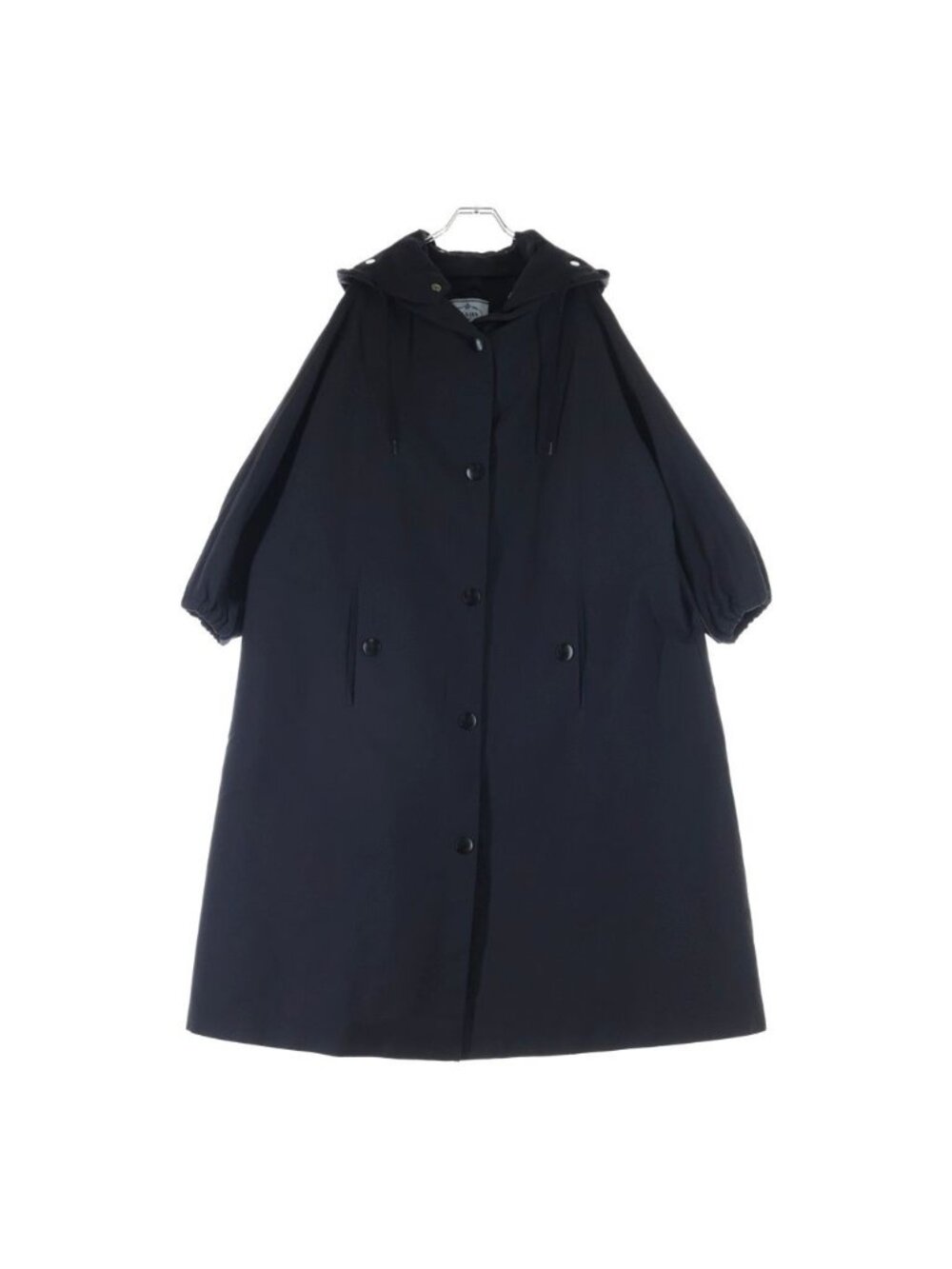Prada Footed Long Coat Zip Up Polyamide Navy